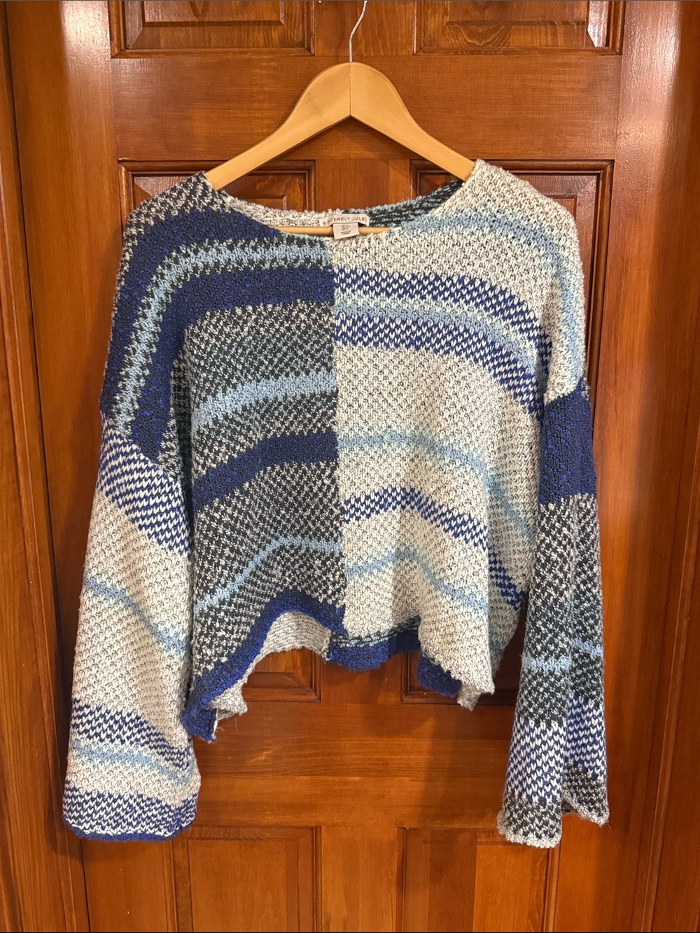 Striped Blue Multi Cropped Knit Sweater -Sincerely Jules